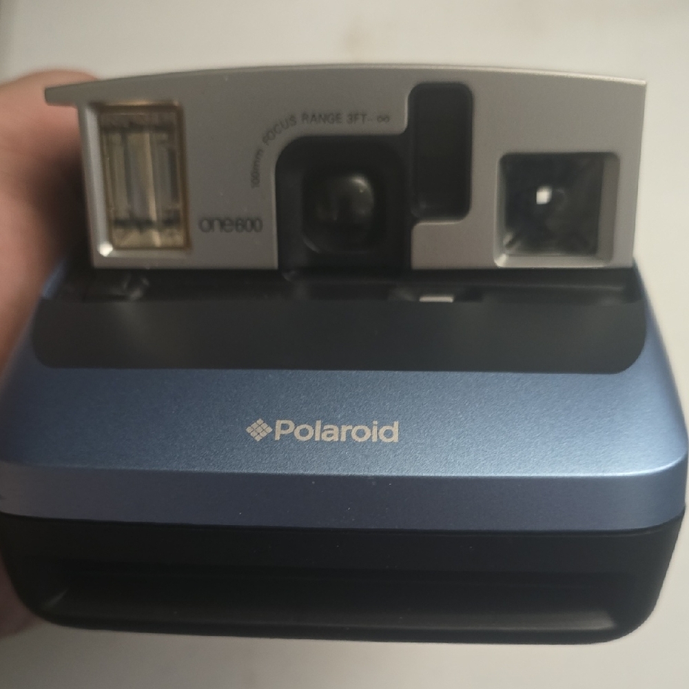Polaroid One600 Instant Camera in Metallic Blue and Silver